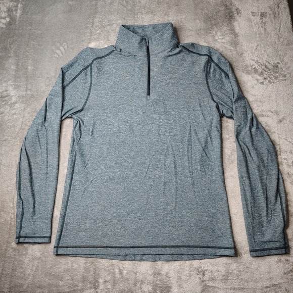 Lululemon‎ Surge Warm Zip Shirt Mens Large Heather Green Long Sleeve Pullover - Picture 1 of 7